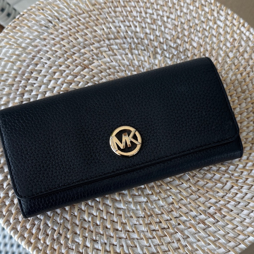 Michael Kors Black Wallet with Gold Logo